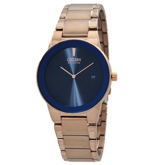 NWT Authentic Citizen Open Box - Eco-Drive Blue Dial Rose Gold-tone Men's Watch - Picture 1 of 3